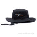 Black flat embroidery bucket hat